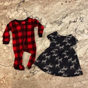 Lot of two Baby outfits 0-3 mos Old Navy and Buffalo Checks EUC
